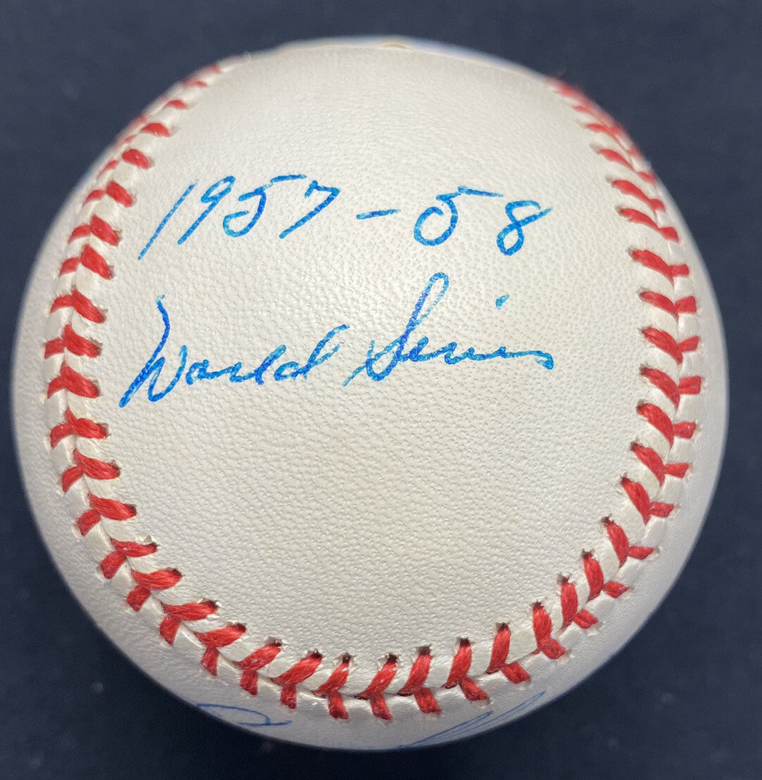 Enos Slaughter #17 1957-1958 World Series Yankees Vs. Braves Signed Baseball JSA