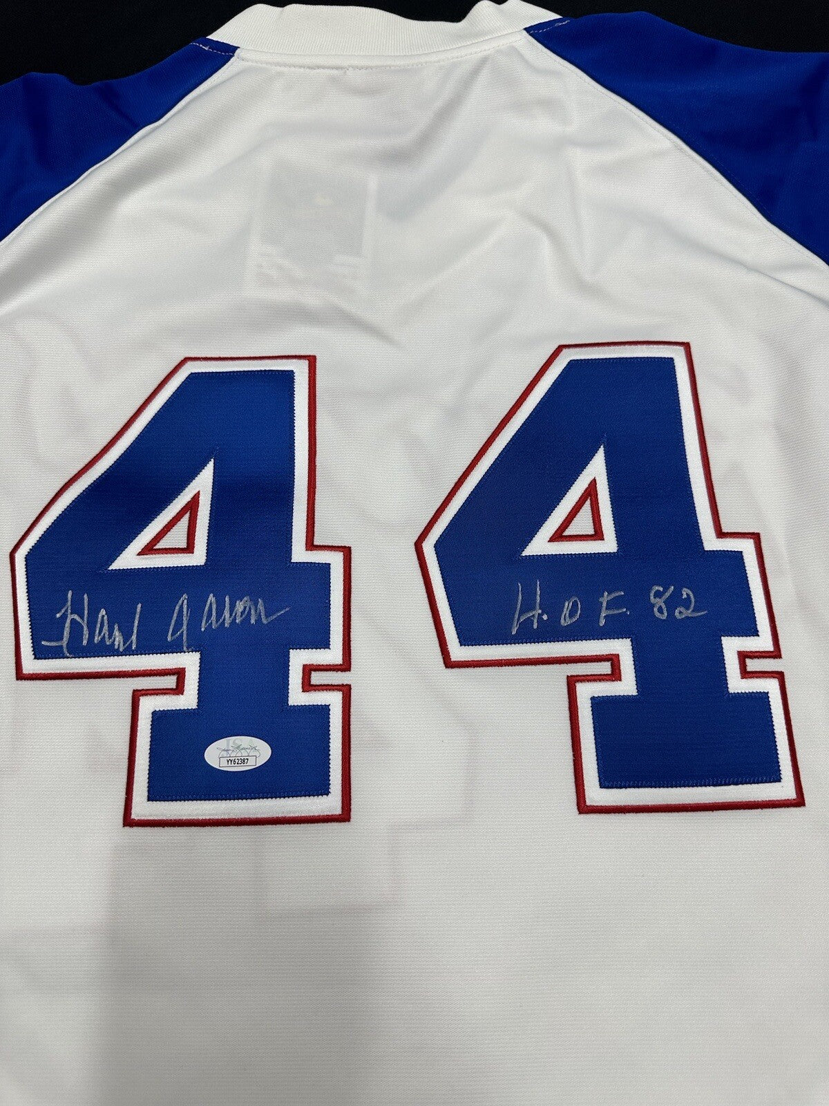 Hank Aaron HOF 82 Signed Authentic Mitchell Ness Braves Jersey JSA LOA