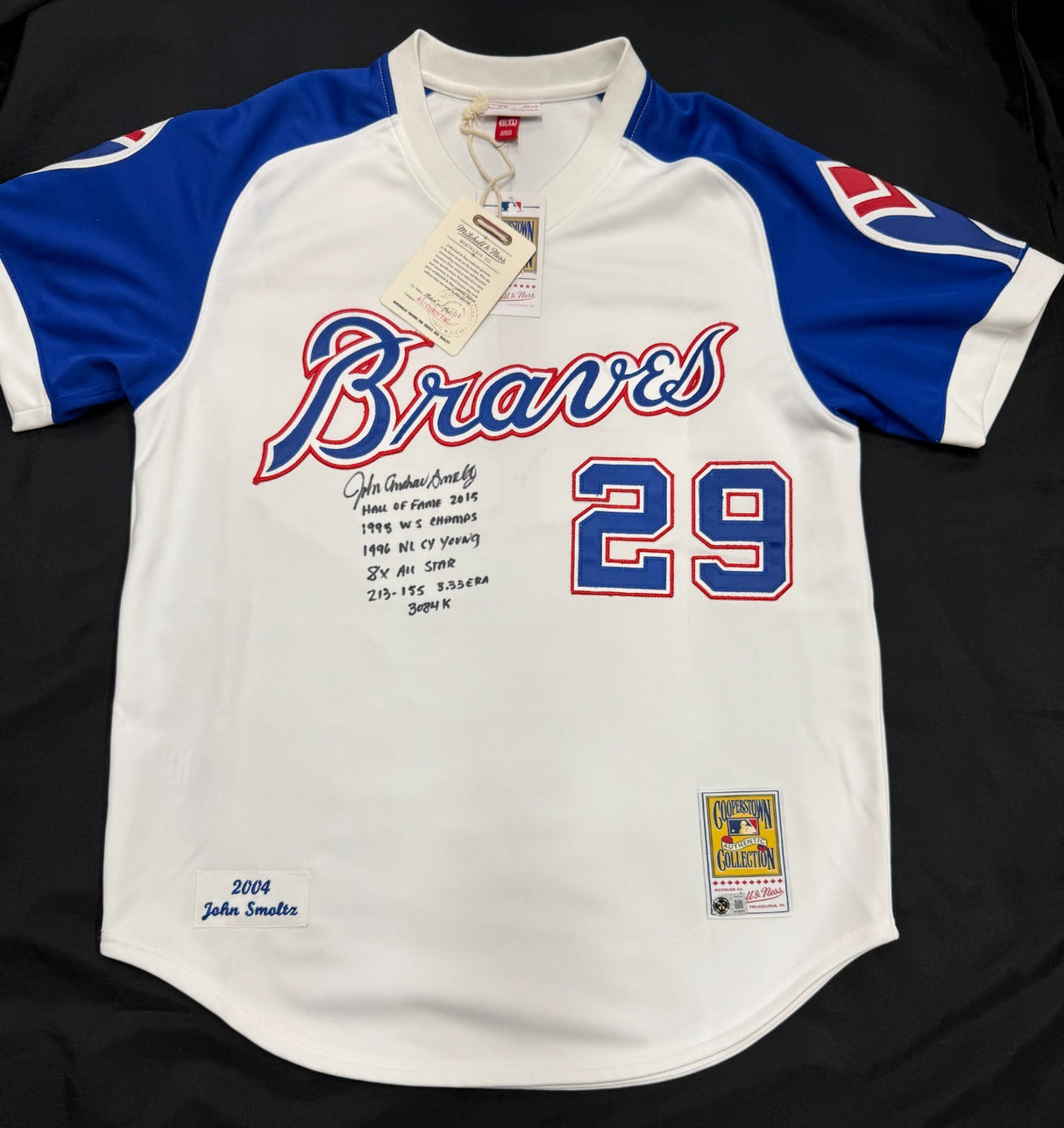John Andrew Smoltz Full Name Signed Stat Authentic Mitchell Ness Braves Beckett