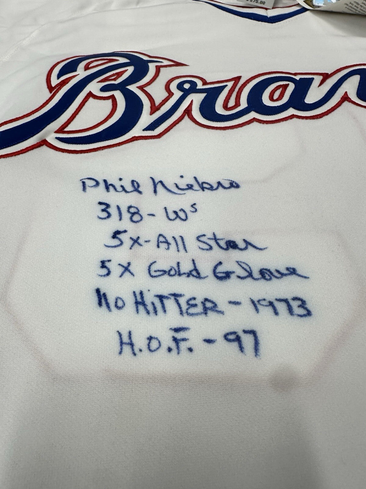 Phil Niekro Stat Signed Braves Mitchell & Ness Jersey JSA