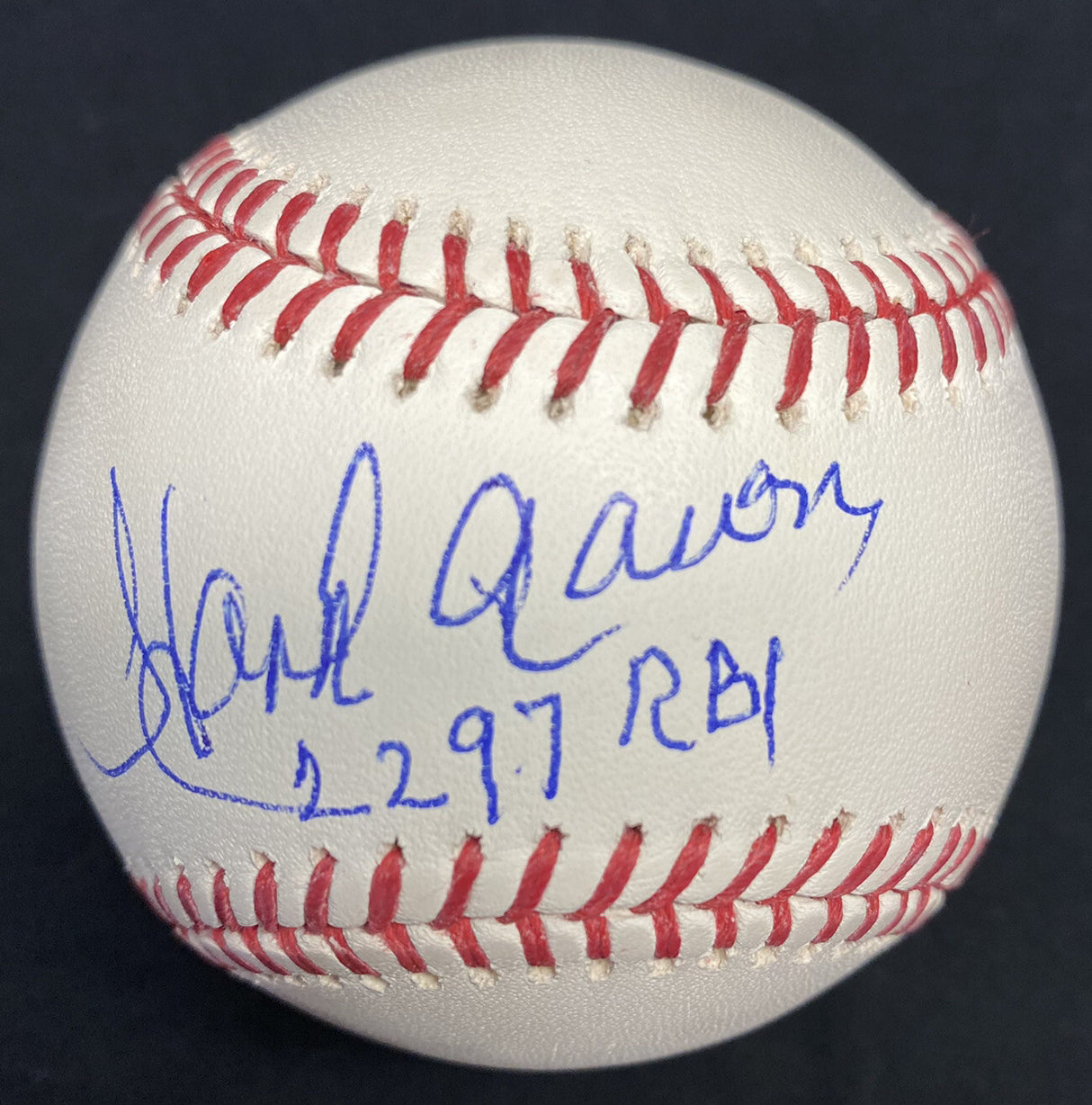 Hank Aaron 2,297 RBI Signed Baseball JSA Witness