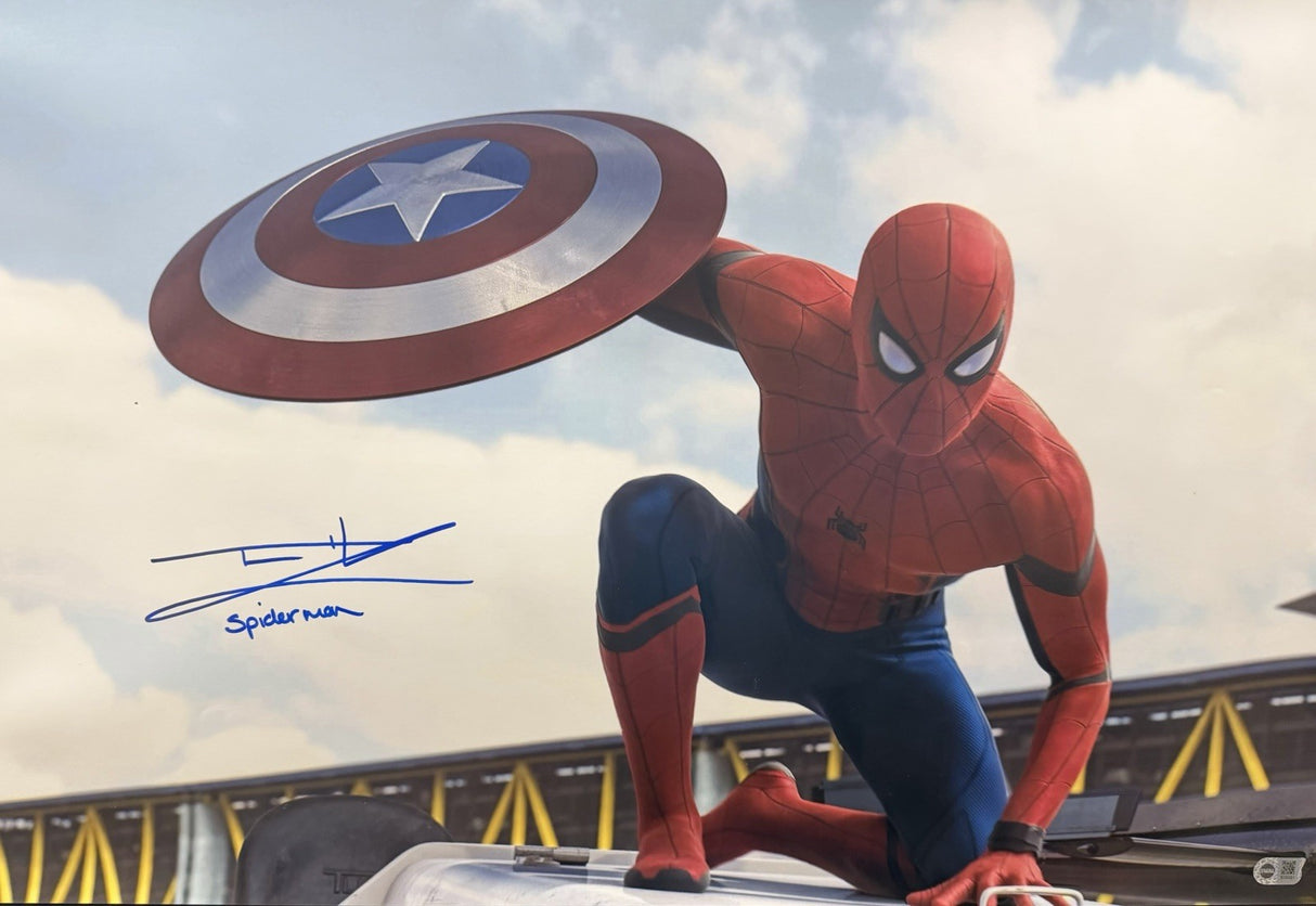 Tom Holland Spider-Man Signed Captain America: Civil War 20x30 Photo SWAU Holo