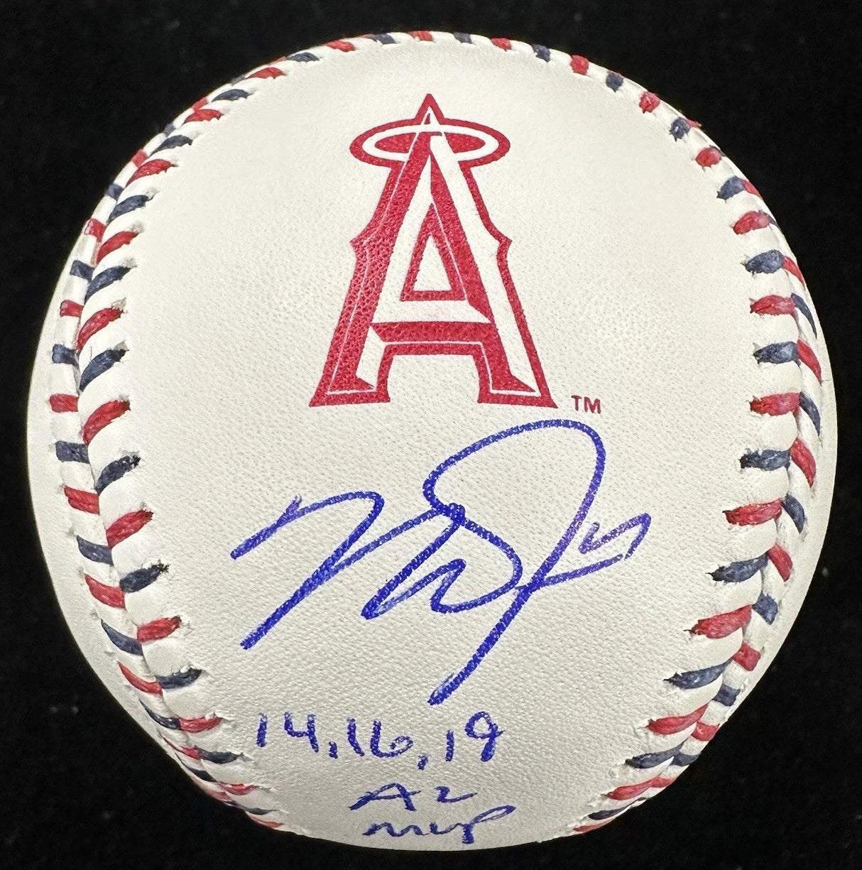 Mike Trout 14, 16, 19 AL MVP Signed Angels Team-Stitched Logo Baseball MLB Holo