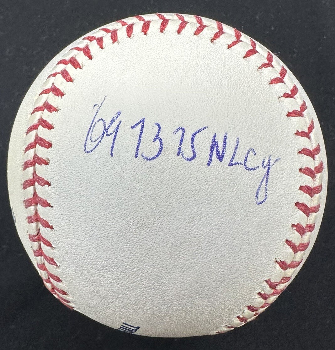 Tom Terrific Seaver HOF 92 CY ROY Signed Stat Baseball PSA/DNA