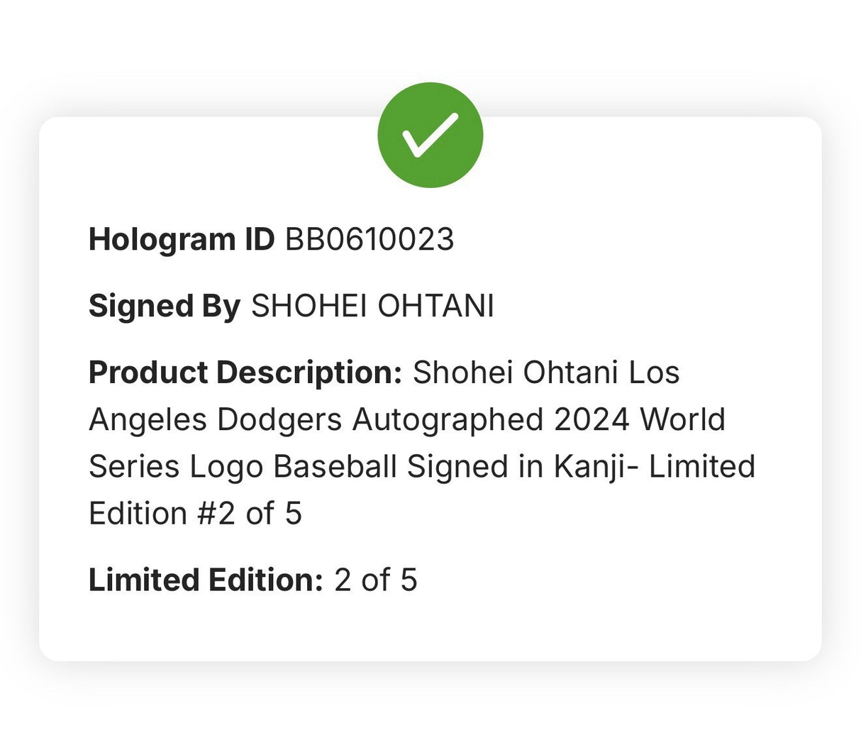 Shohei Ohtani Kanji Signed 2024 World Series Logo Baseball Fanatics LE 2/5 MLB