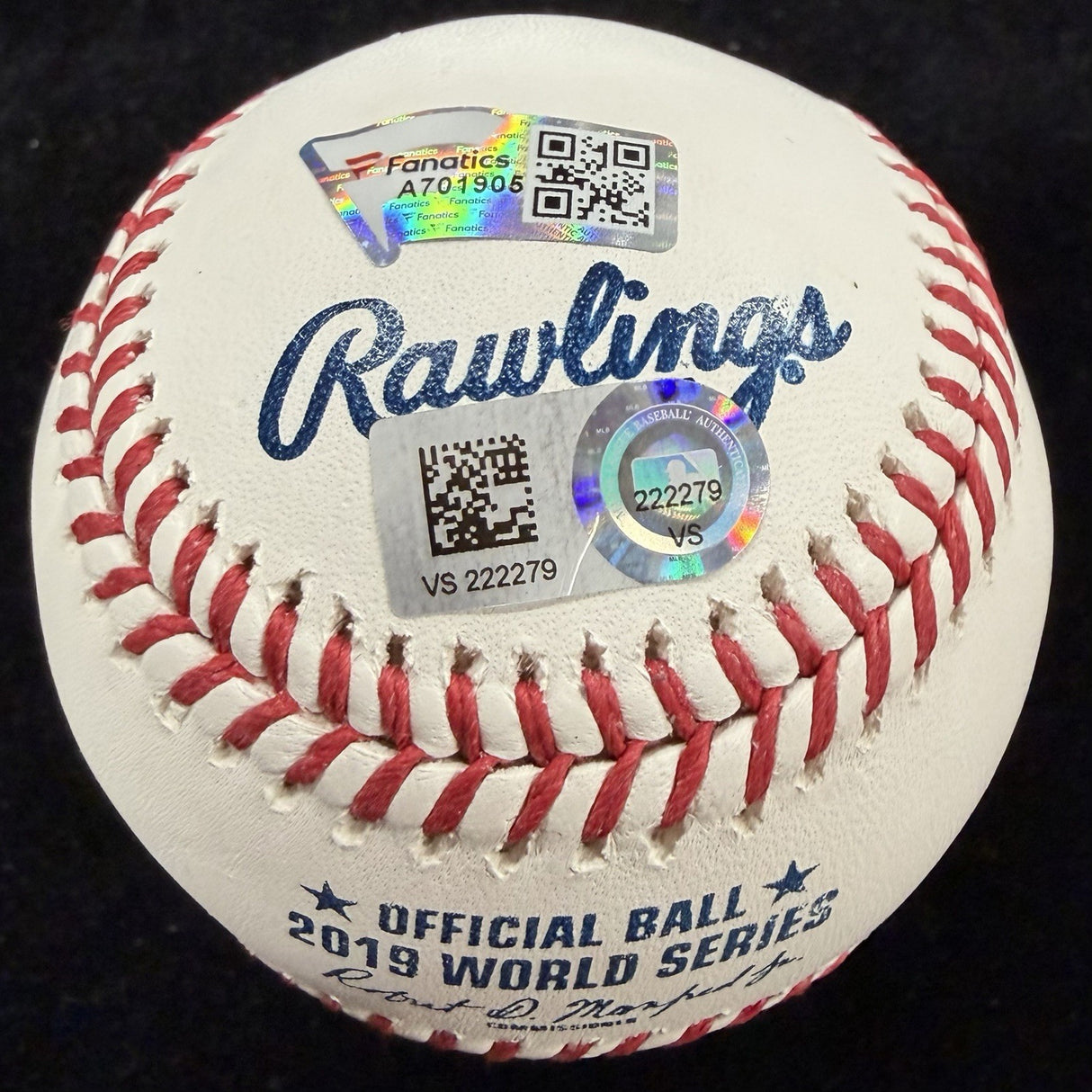 Stephen Strasburg Signed 2019 World Series Logo Baseball MLB Holo Fanatics