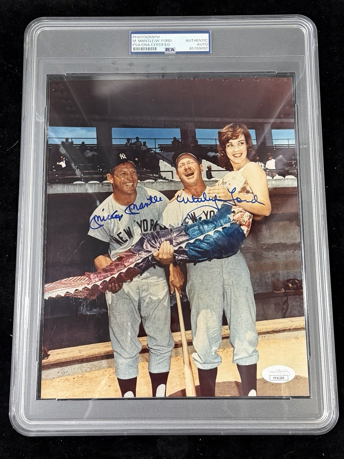 Mickey Mantle Whitey Ford Dual Signed 8x10 Photo JSA PSA Encapsulated