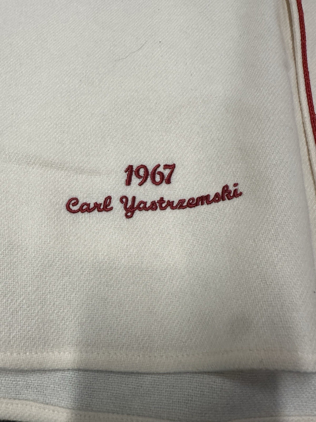 Carl Yastrzemski HOF 89 TC 67 Signed Authentic Mitchell Ness Red Sox Jersey PSA