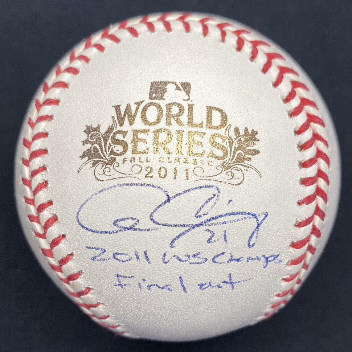 Allen Craig 2011 WS Champs Last Out Signed 2011 World Series Logo Baseball JSA