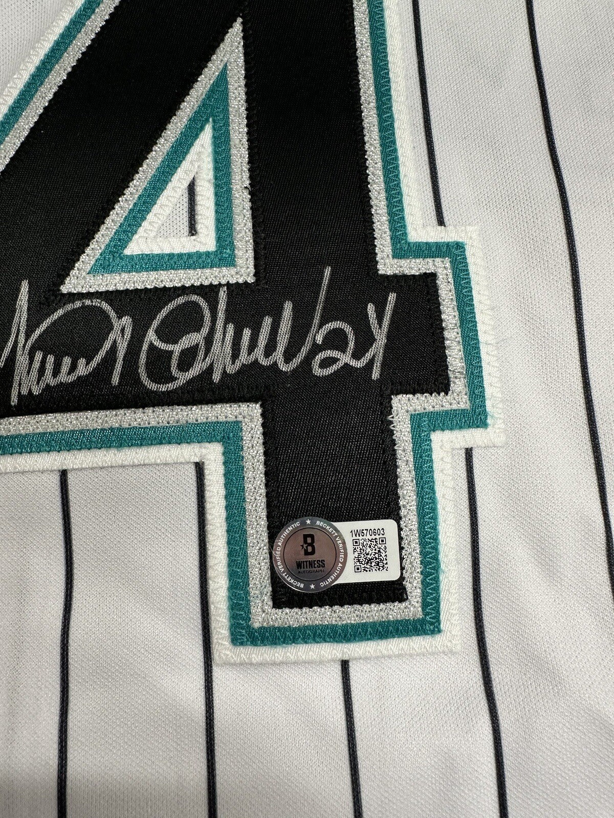 Miguel Cabrera Signed Authentic Florida Marlins Majestic Stat Jersey Beckett Wit