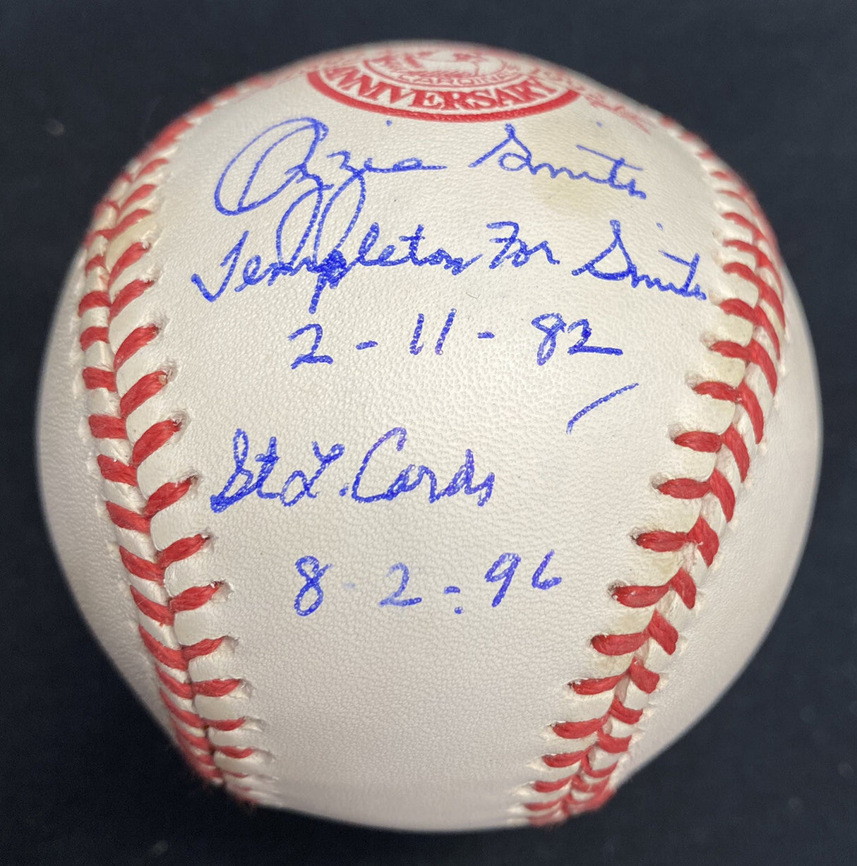 Ozzie Smith STL Cards Signed 100th Anniversary Logo Baseball MLB Holo Fanatics