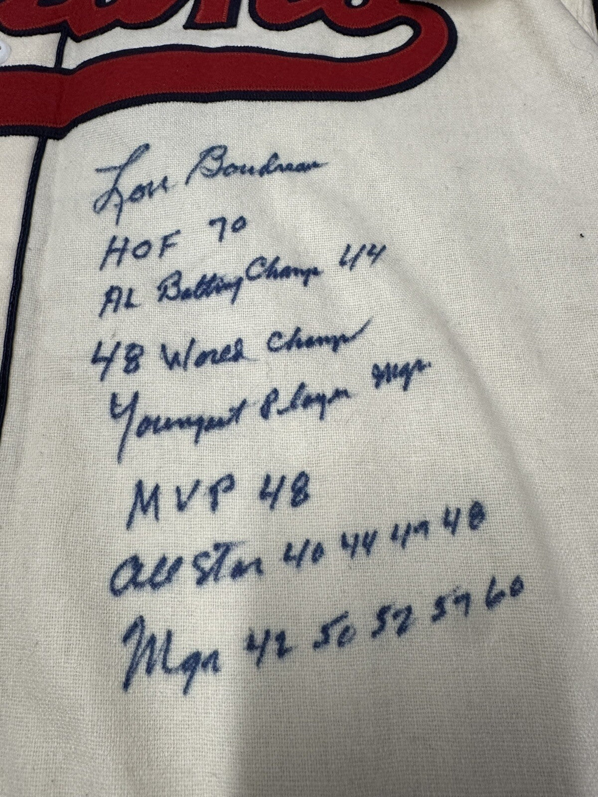 Lou Boudreau Signed Authentic Cleveland Indians Mitchell Ness Stat Jersey PSA