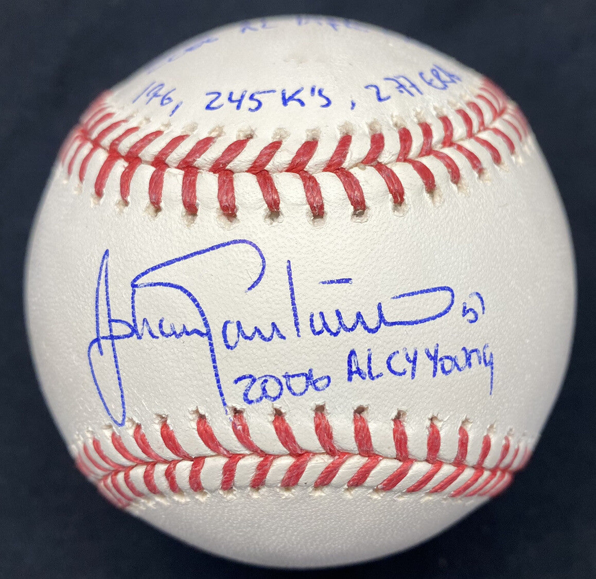 Johan Santana 2004, 2006 AL Cy Young Triple Crown Stat Baseball Set Beckett Wit