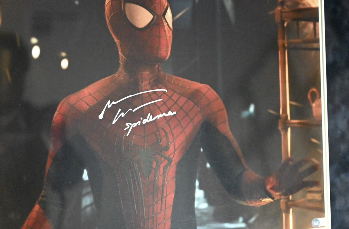 Andrew Garfield Signed Framed Spider-Man No Way Home 20x24 Photo Beckett Witness