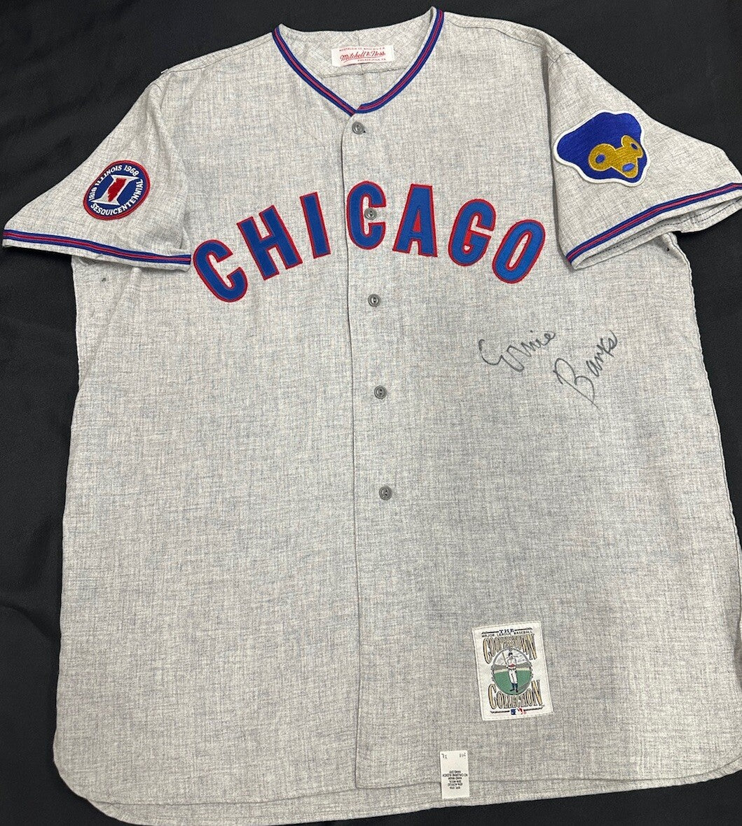 Ernie Banks Signed Authentic Chicago Cubs Mitchell Ness Jersey JSA LOA