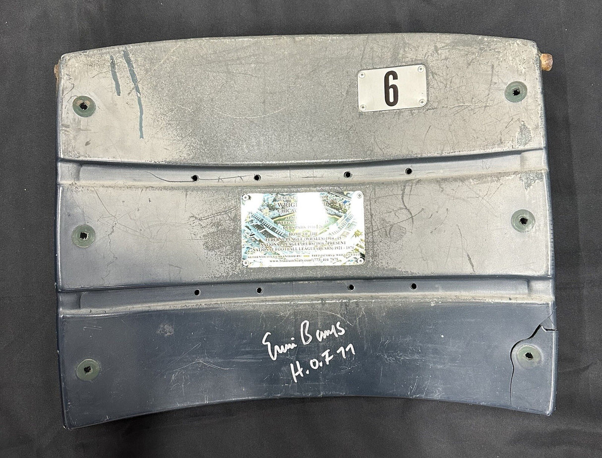 Ernie Banks Signed Wrigley Field Game Used Seat Back JSA LOA