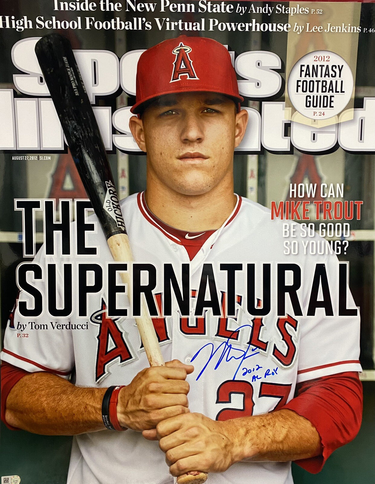 Mike Trout 2012 AL ROY Signed 1st Sports Illustrated Cover 16x20 Photo MLB Holo