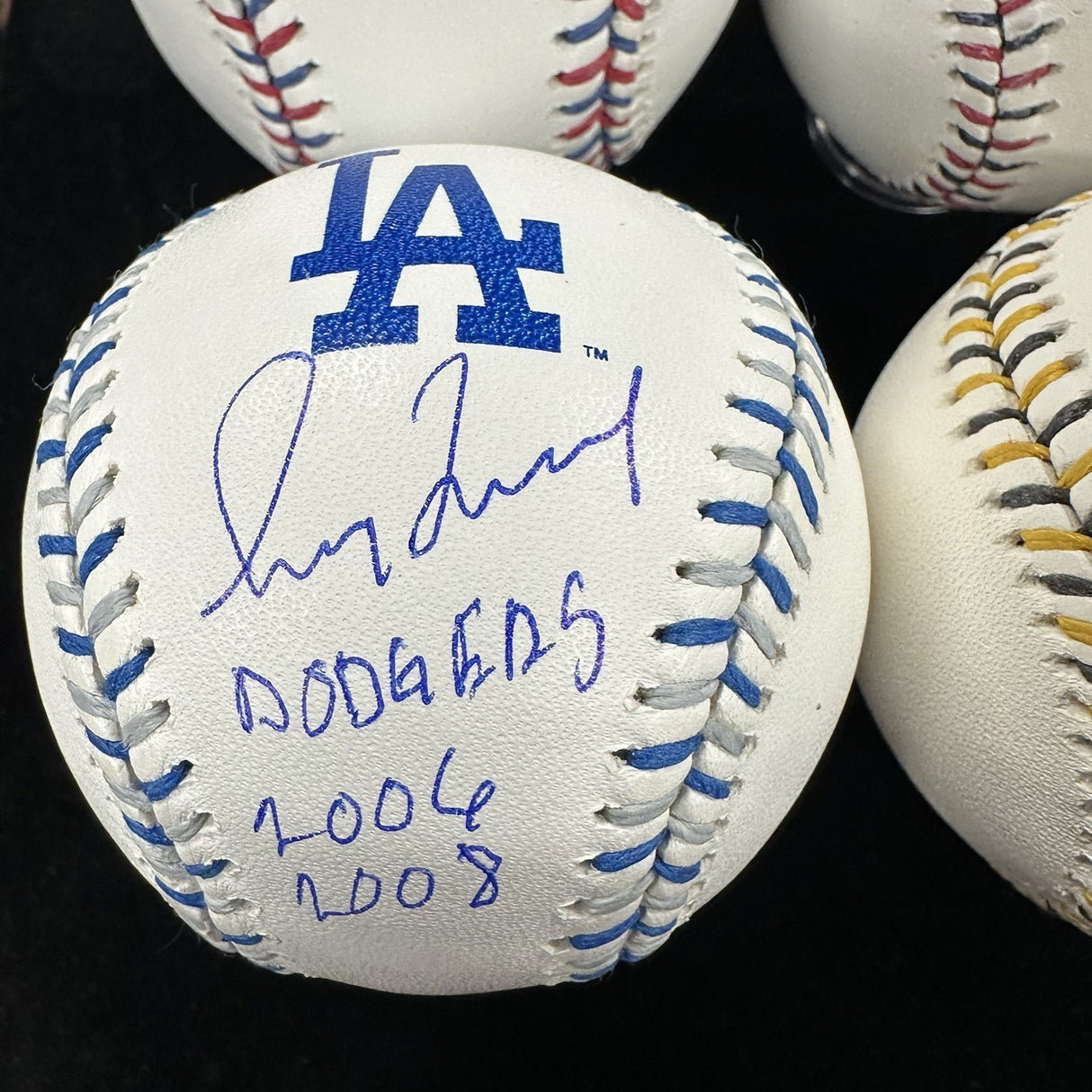 Greg Maddux Cubs Padres Braves Dodgers Signed Team Stitch Logo Baseball Set BAS
