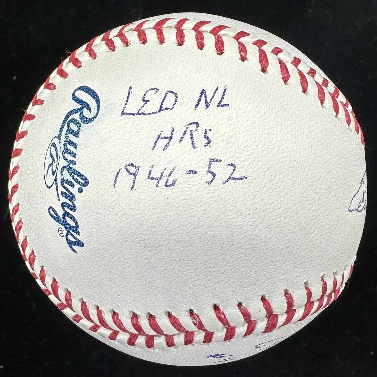 Ralph Kiner HOF 75 Signed Stat Baseball JSA