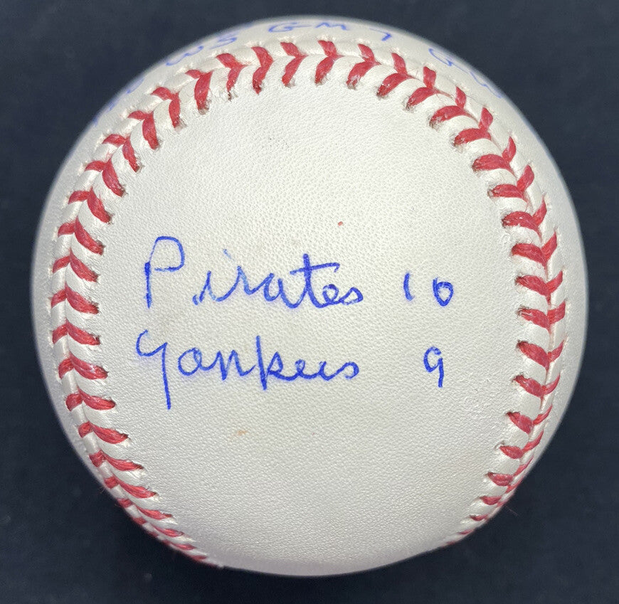Bill Mazeroksi 1960 WS Game 7 GWHR Signed Stat Baseball JSA Witness
