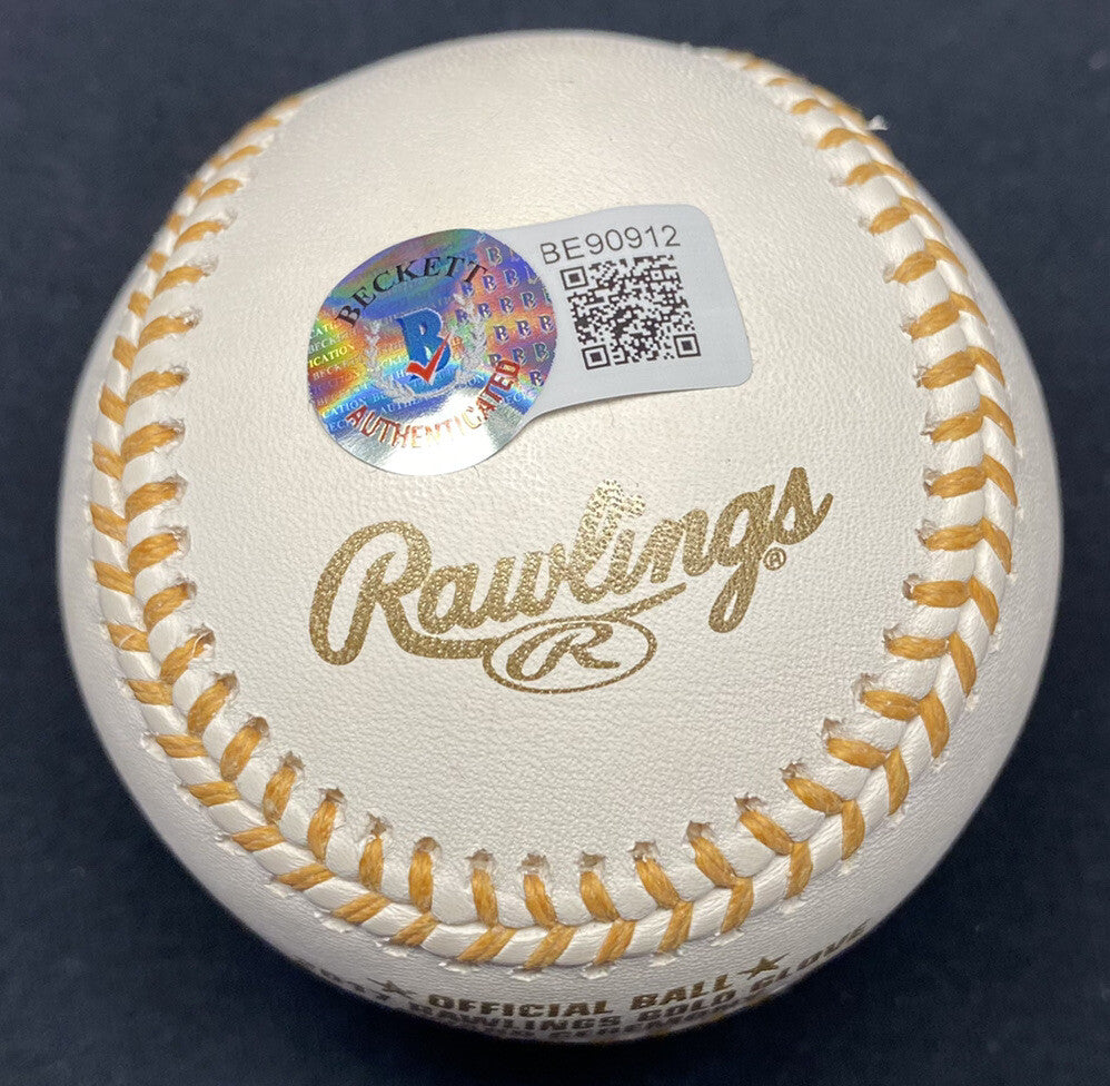 Kenny Rogers 5x GG Signed Gold Glove Logo Baseball Beckett BAS