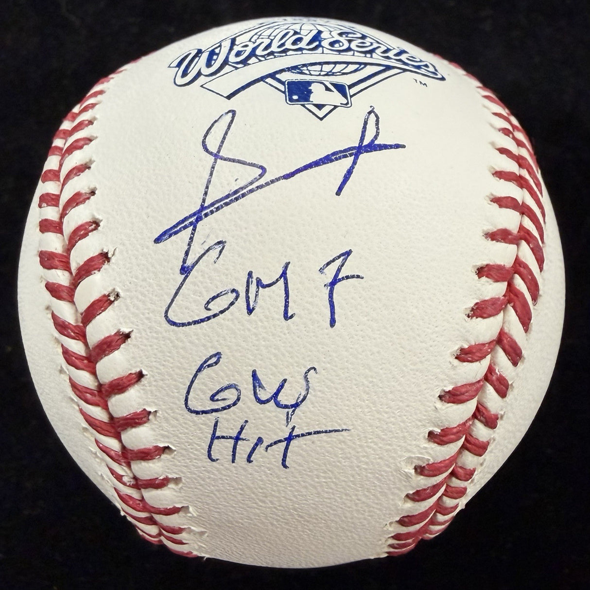 Edgar Renteria GM 7 GW Hit Signed 1997 World Series Logo Baseball BAS Witness