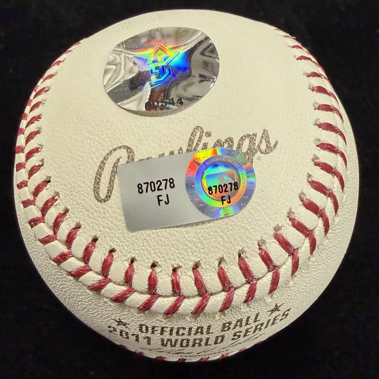 Albert Pujols 3 HR WS GM 3 Signed 2011 World Series Logo Baseball MLB Holo