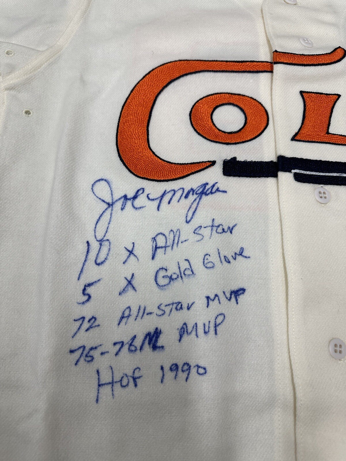 Joe Morgan Signed Authentic Houston Colt .45’s Mitchell Ness Stat Jersey JSA