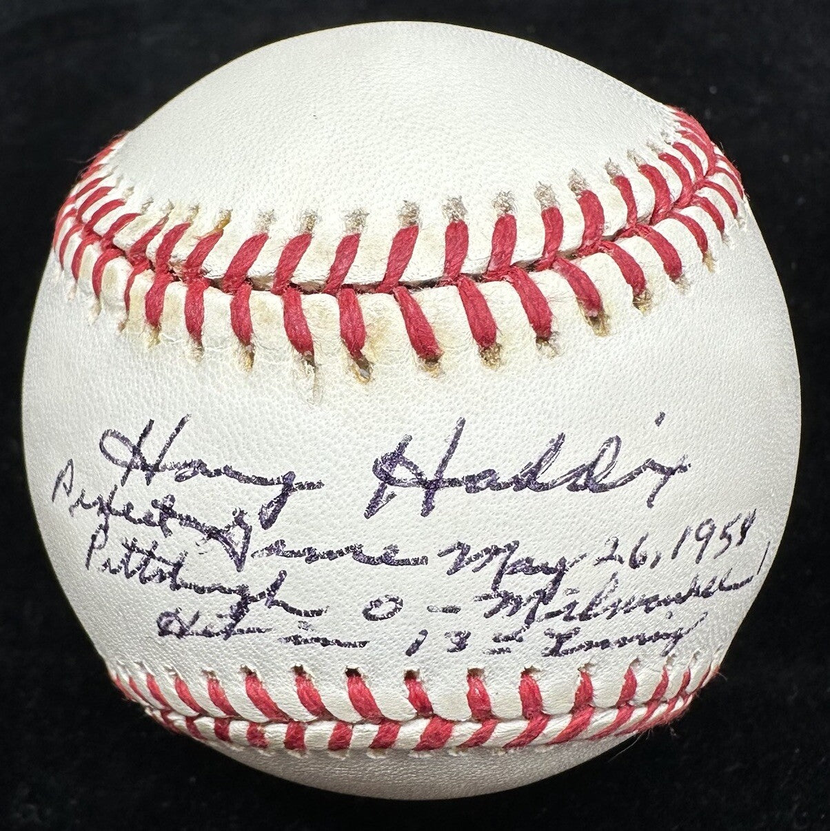 Harvey Haddix Perfect Game Signed Baseball JSA