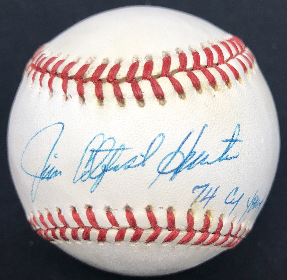 Jim Catfish Hunter Cy Young 1974 Signed Baseball JSA LOA