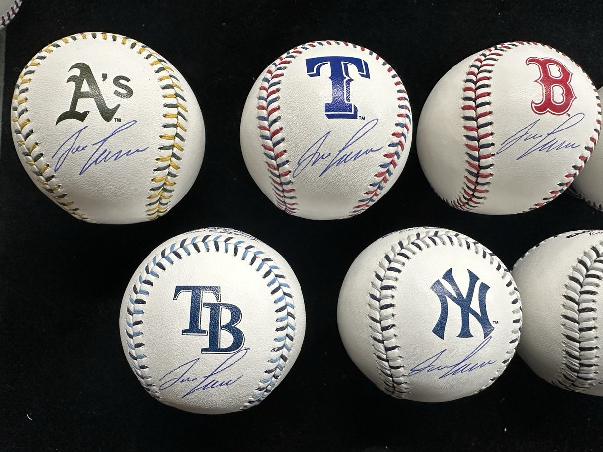 Jose Canseco 7 Team Stitched Logo Signed Baseball Set JSA