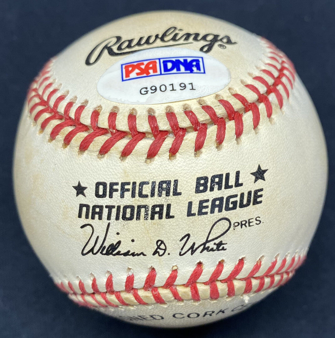 Enos Slaughter #9 NY 17 NC 33 Signed Baseball JSA Number
