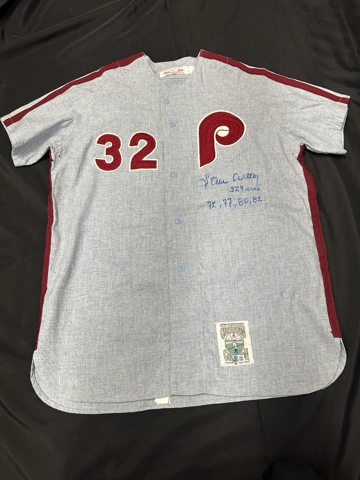 Steve Carlton 329 Wins CY Years Signed Phillies Mitchell Ness Jersey Beckett