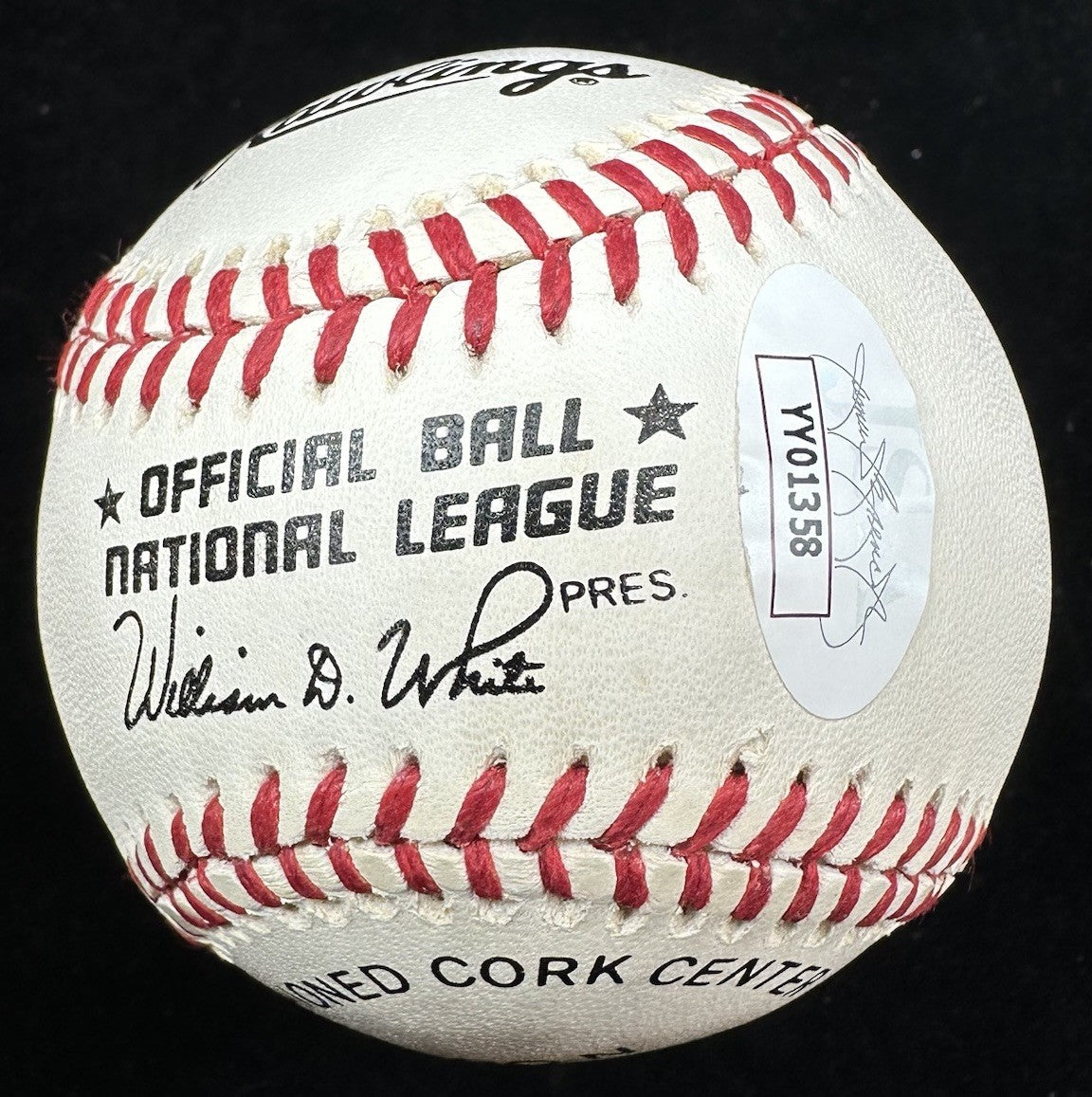 Hank Aaron Al Downing 715 HR Dual-Signed Baseball JSA LOA