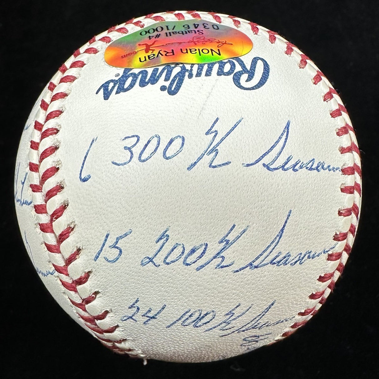 Nolan Ryan HOF 99 Signed Reggie Jackson Stat Baseball RJ Hologram