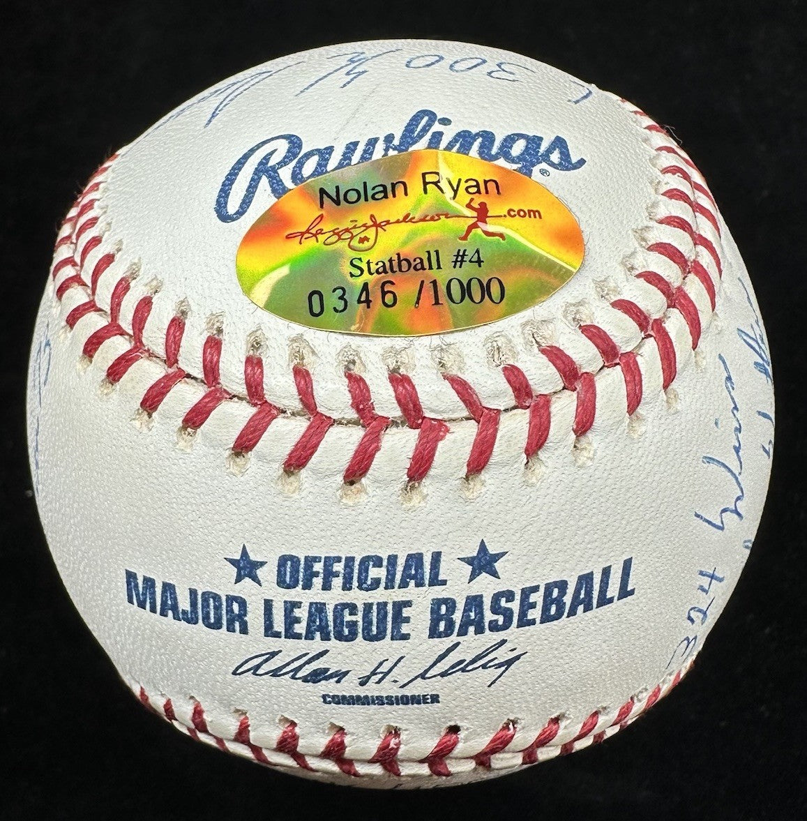 Nolan Ryan HOF 99 Signed Reggie Jackson Stat Baseball RJ Hologram