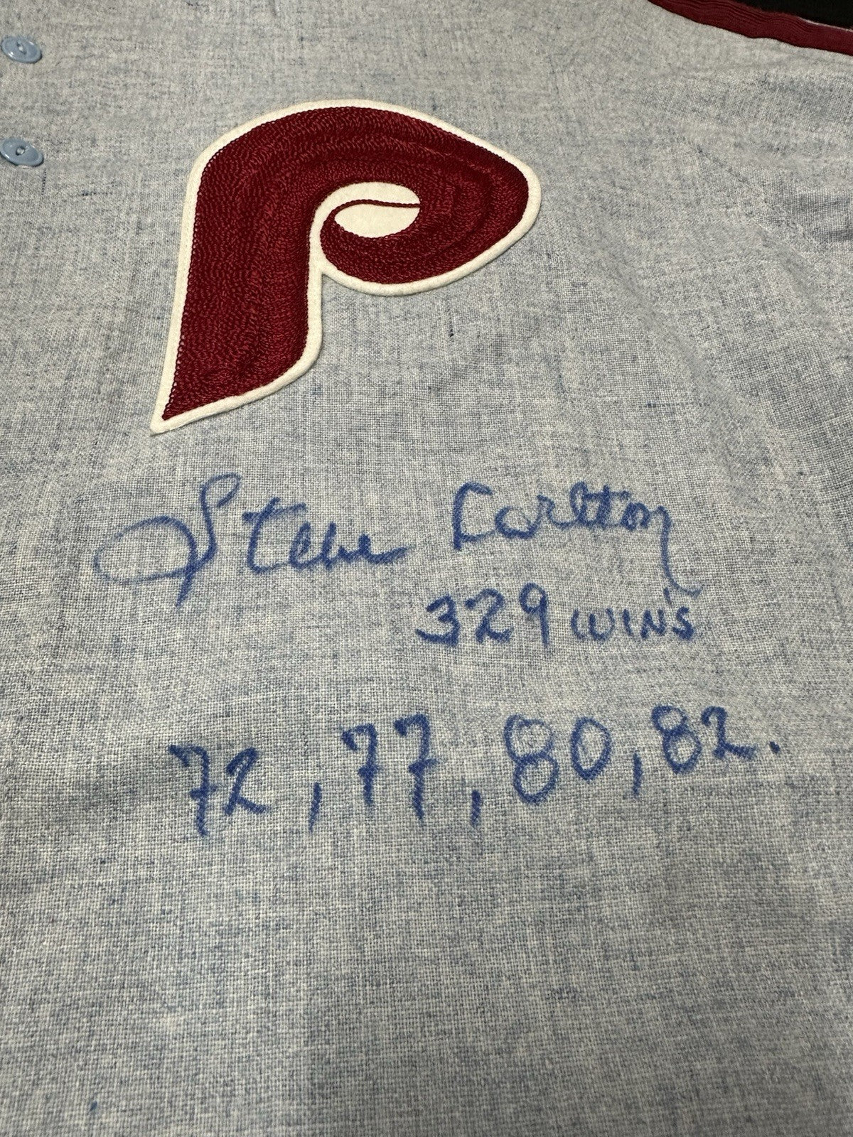Steve Carlton 329 Wins CY Years Signed Phillies Mitchell Ness Jersey Beckett