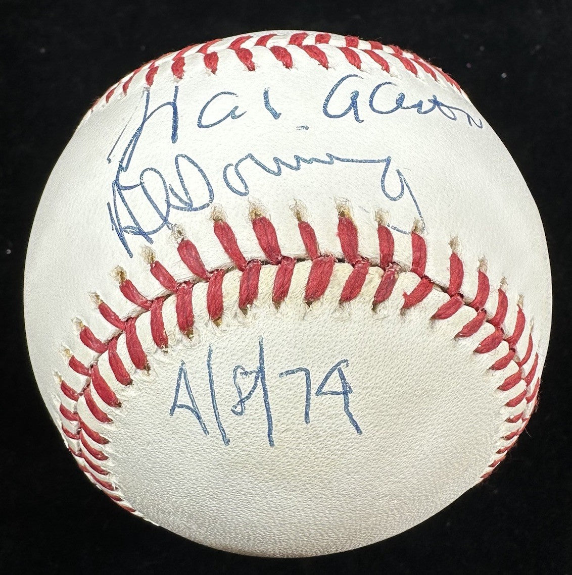 Hank Aaron Al Downing 715 HR Dual-Signed Baseball JSA LOA