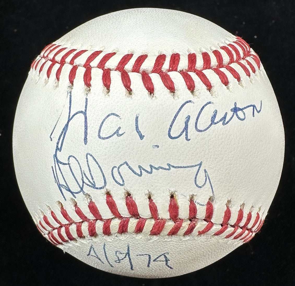 Hank Aaron Al Downing 715 HR Dual-Signed Baseball JSA LOA