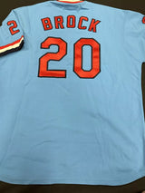 Lou Brock Signed Authentic Cardinals Mitchell Ness Stat Jersey JSA LOA