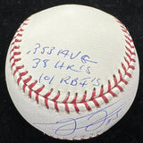 Frank Thomas 1993, 1994 AL MVP Signed Stat Baseball Set JSA Witness