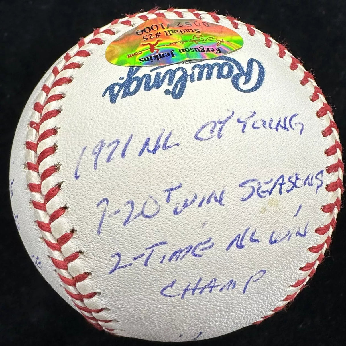 Fergie Jenkins HOF 91 Signed Reggie Jackson RJ Stat Baseball COMPLETE