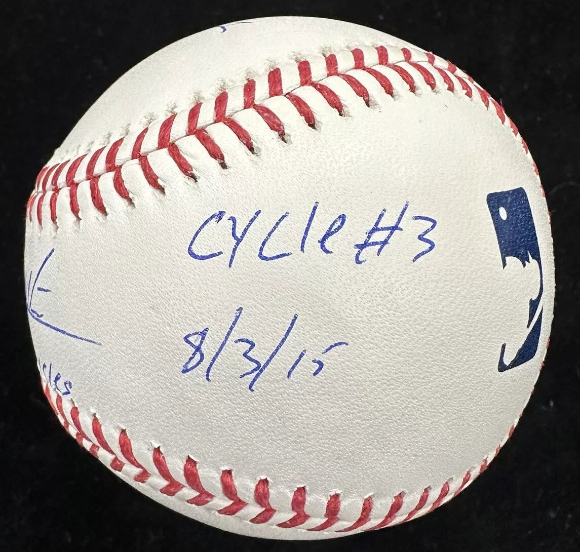 Adrian Beltre 3 Cycles Signed Stat Baseball Beckett Witness Holo