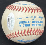 Bob Lemon HOF 76 #21 Signed Stat Baseball JSA