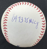 Tom Terrific Seaver HOF 92 CY ROY Signed Stat Baseball PSA/DNA