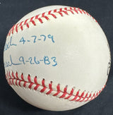 Ken & Bob Forsch Dual Signed No Hitter Date Signed Baseball JSA