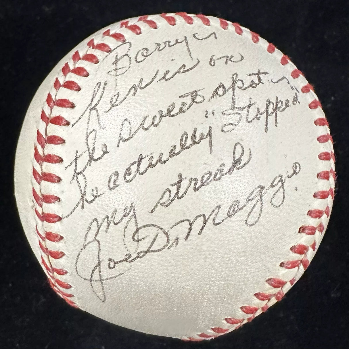 Ken Keltner Joe DiMaggio Dual-Signed Streak Baseball Beckett LOA