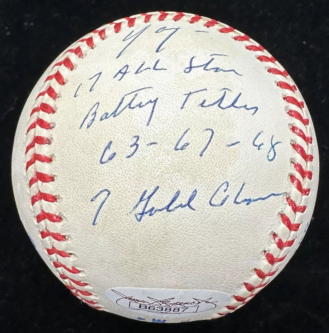 Carl Yastrzemski HOF 89 Signed Stat Baseball JSA