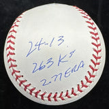 Fergie Jenkins 1971 NL CY Signed Stat Baseball JSA