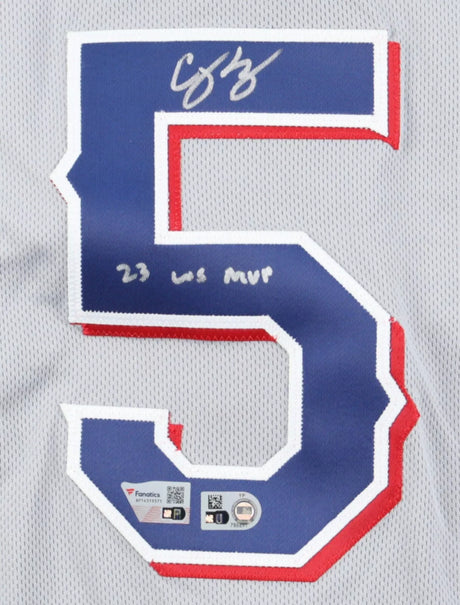 Corey Seager 23 WS MVP Signed Authentic Nike Rangers Jersey MLB Holo Fanatics